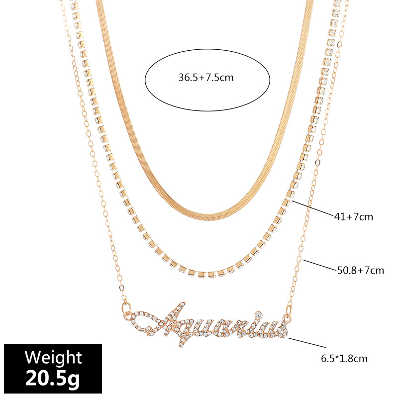 Fashion Diamond Multi-layer Twelve Constellation Necklace display picture 14
