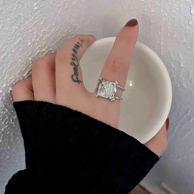 Retro Geometric Copper Inlay Artificial Pearls Open Ring 1 Piece