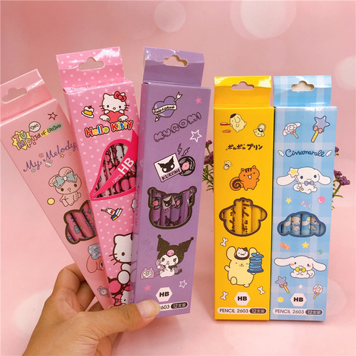 Cartoon set of 12 boxed pencils Kurumi HB writing pen primary school children gift prizes