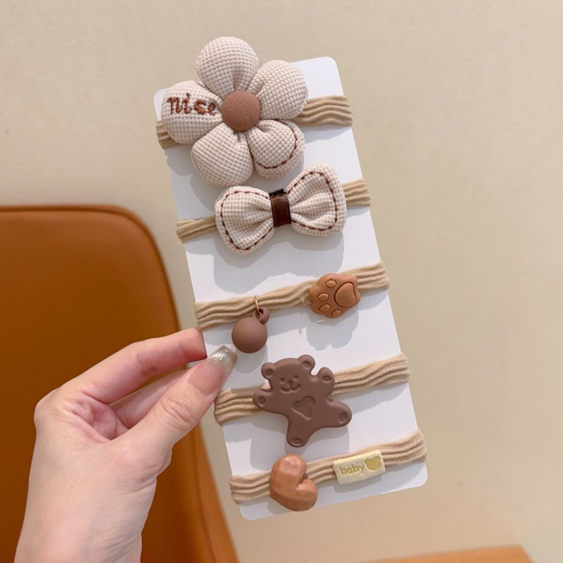 Color leche curry flores para niños otoño y invierno nuevo tipo de niña no daña cabello banda elástica cuerda de cabeza de cabello de niñas