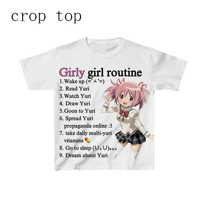 Gir Y2K Cross-Border Cotton American-Style Short-Sleeve T-Shirt for Women, Loose Top with Subculture Emo Punk Vibe