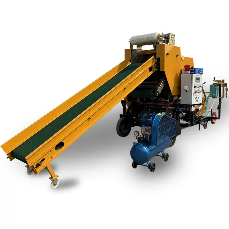 皮带式青储打捆包膜机 下内膜牛羊养殖青贮打包机 饲草加工裹包机