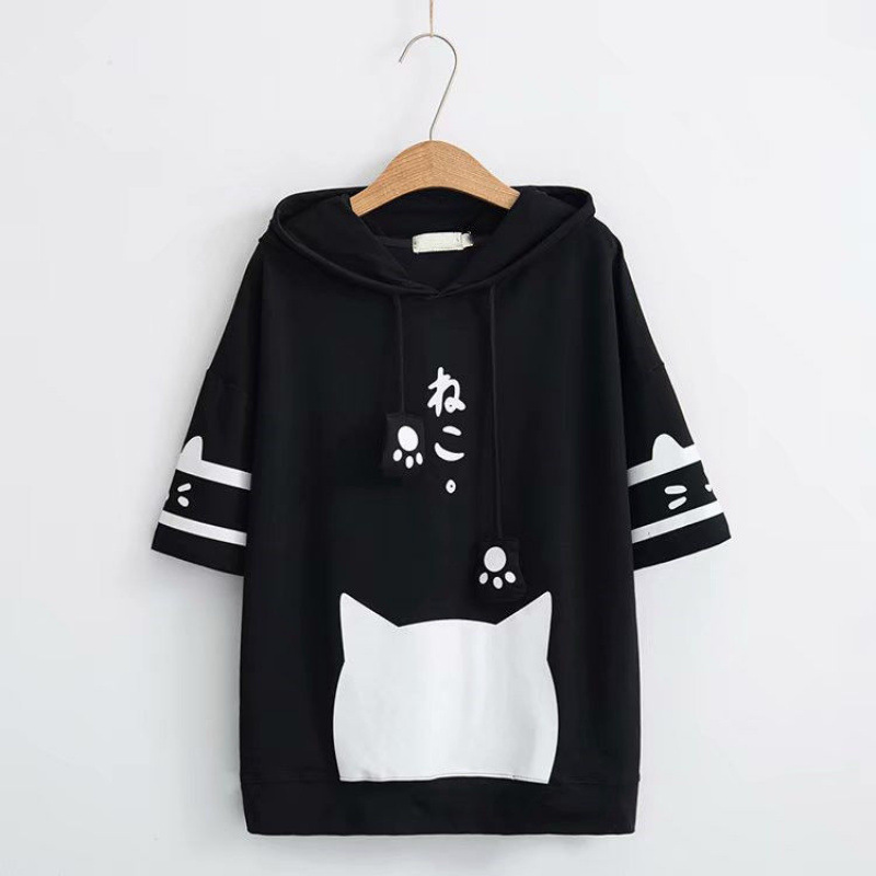 夏 Tシャツ 半袖 新しいスタイル 中学生 女の子 親友 高校生 洋風 万能 カジュアル カレッジスタイル パーカー 女性用|undefined