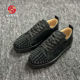 欧洲CL黑色红底系带新款休闲板鞋低帮男鞋时尚百搭女鞋铆钉鞋外贸