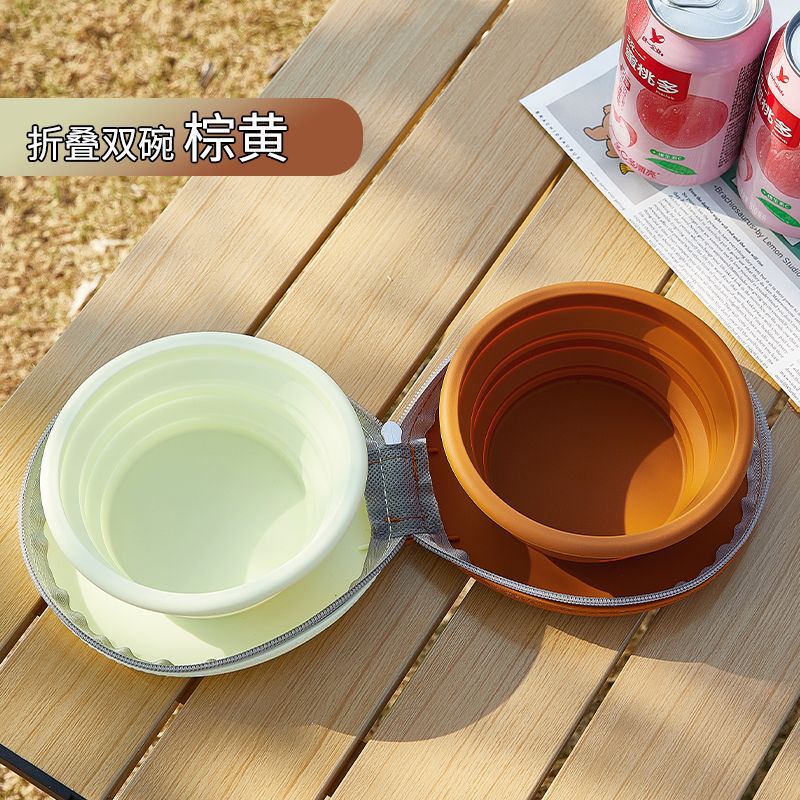 ペット用品、アウトドア用ボウル、シリコン折りたたみボウル、携帯用猫ボウル、犬用ドリンクボウル、ダブルボウル、フードボウル|undefined