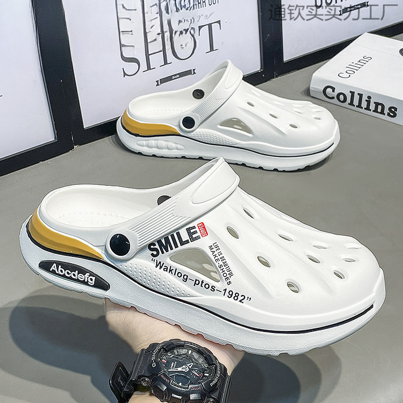现货新款批发洞洞鞋男夏外穿开车厚底防滑防臭潮百搭户外沙滩凉鞋
