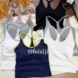 836#春夏新款辣妹撞色工字美背 一体式杯垫时尚流行百搭单穿背心