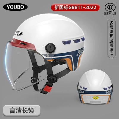 Motosiklet kaskı (dəbilqə): helmet electric car women summer - white-hd-long-mirror-national-3c-certification