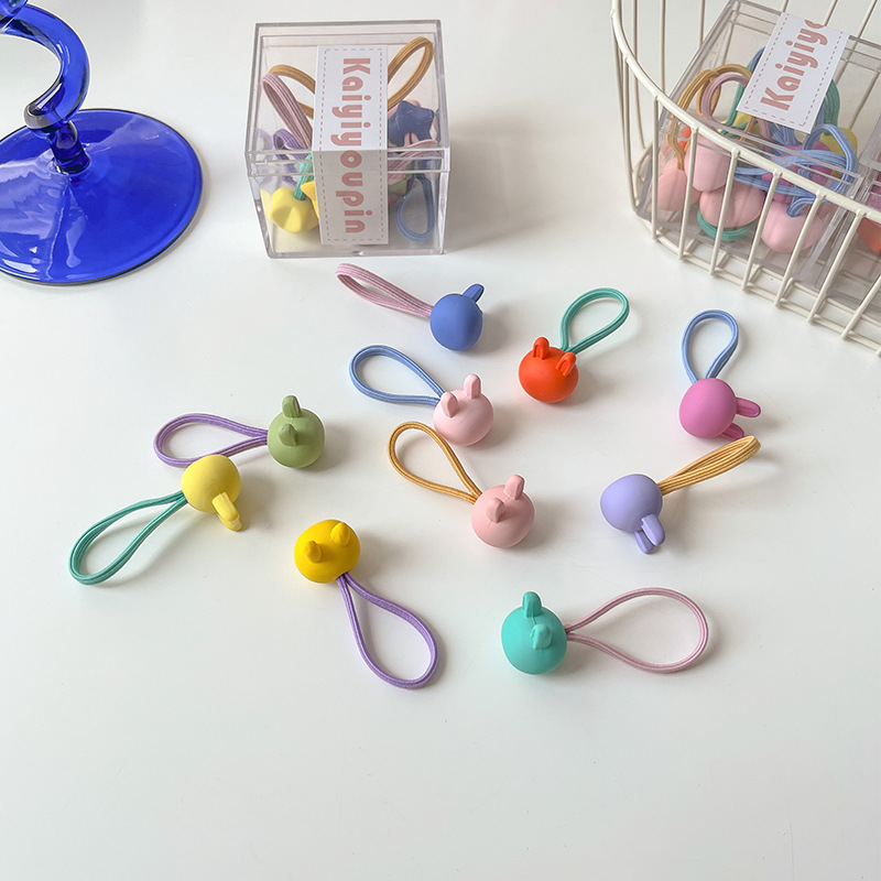 10 piezas de color caramelo cuerda de pelo simple cuerda de pelo hembra Cola de Caballo anillo de pelo