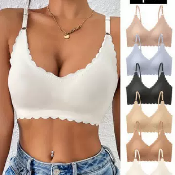 欧美亚马逊爆款无痕冰丝内衣波浪边无钢圈聚拢上托女士内衣