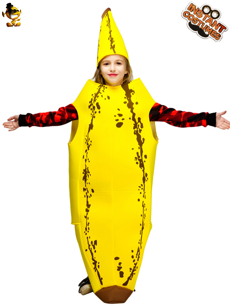 Disfraces divertidos de plátano para Halloween para adultos y niños, disfraces familiares, disfraces para parejas, disfraces de frutas para carnavales y espectáculos.