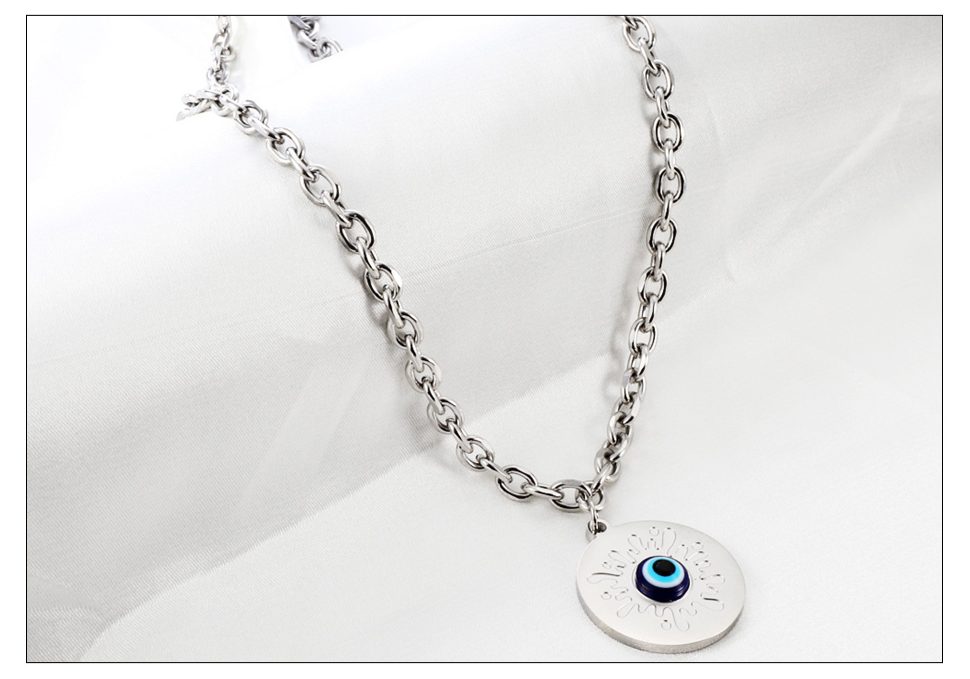 Retro Devilu0027S Eye Stainless Steel Enamel Necklace 1 Piece