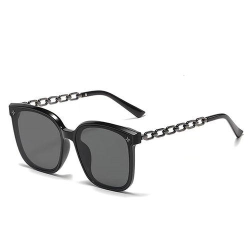 Summer  New High-End Large Frame Slimming Sunglasses, European and American Instagram Influencer Style, Sun Protection Chain Sunglasses