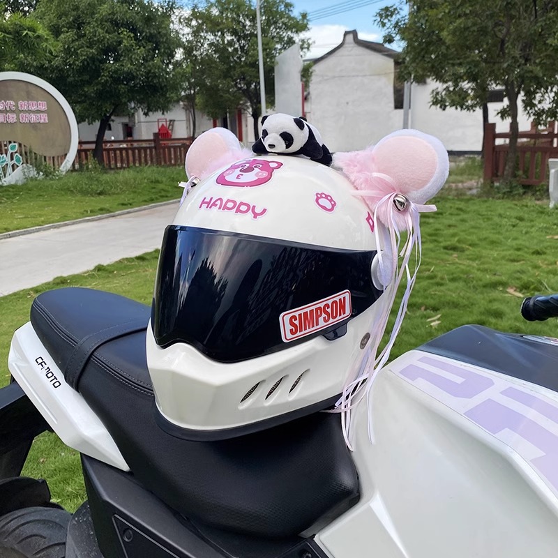 Helmet Decoration Plush Creative Tassel Thick Pink Bear Detachable Universal
