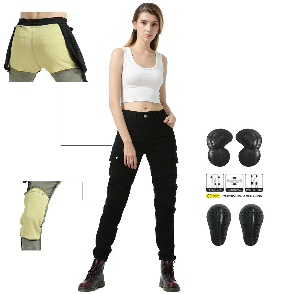 LOONG BIKER motocicleta jeans Mujer Caballero motocicleta pantalones Kevlar resistente al desgarro montar pantalones anti-caída