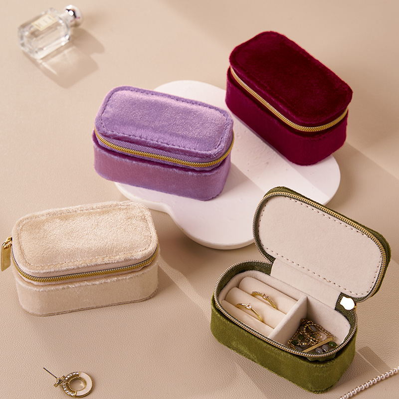 2025 New Travel Portable Jewelry Storage Box Mini Jewelry Box Small Ring Earrings Earrings Storage Bag