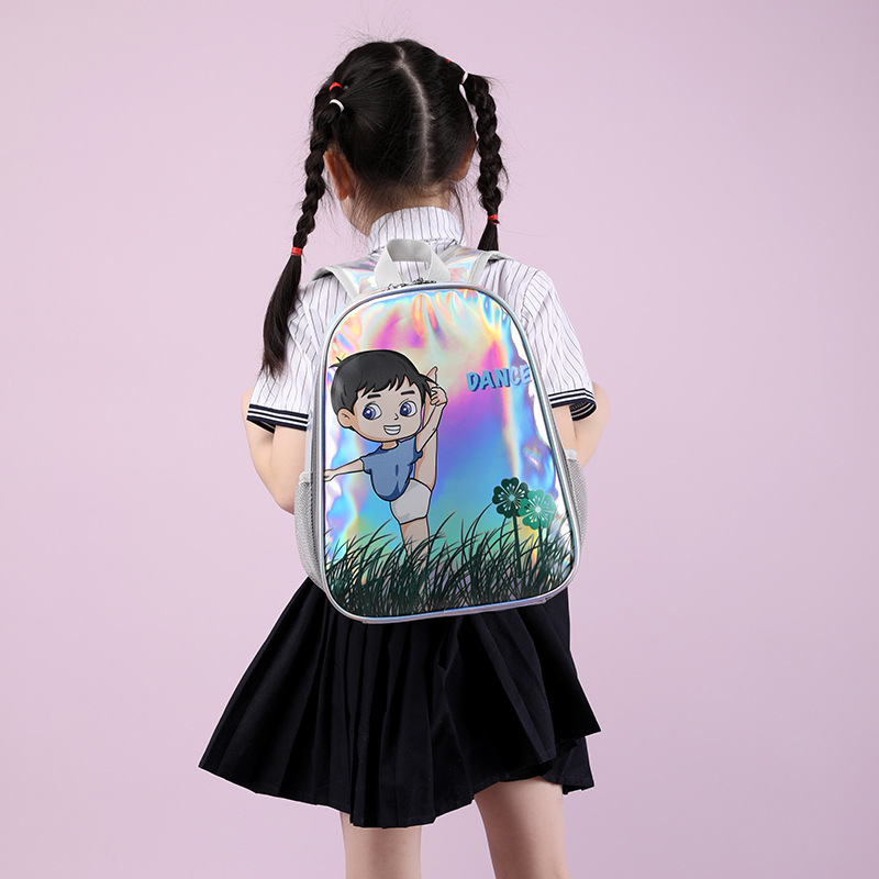 Bolso de baile para niñas de moda coreana Bolso de práctica para niños y niñas de gran capacidad con láser de aire occidental 2025 nueva mochila para niños