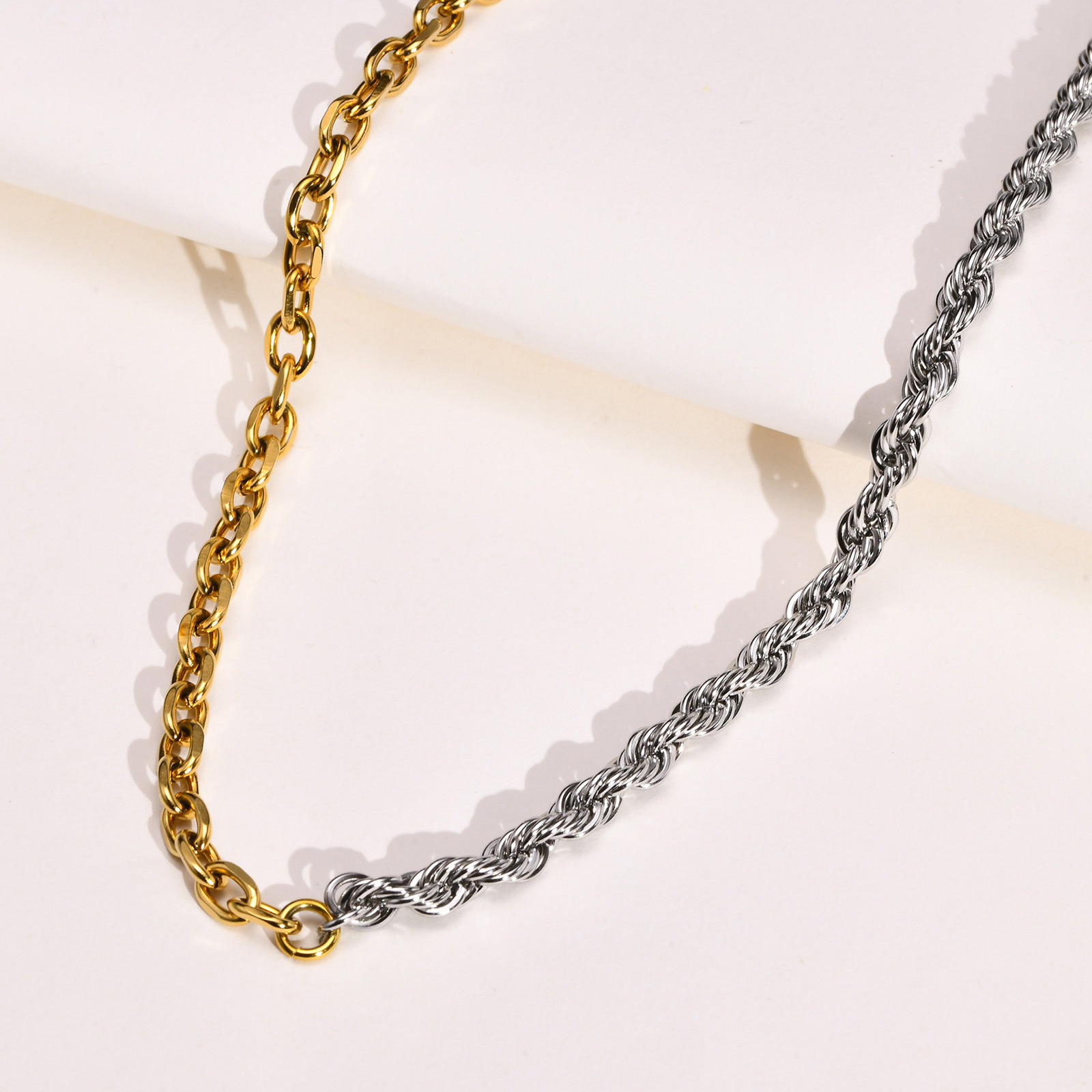 PVD Coated Gold Plating Process Gold Plated Plating Material PVD Coated Gold Plated Geometric Twist Stainless Steel Retro Waterproof Non Tarnish 201 Stainless Steel Necklace