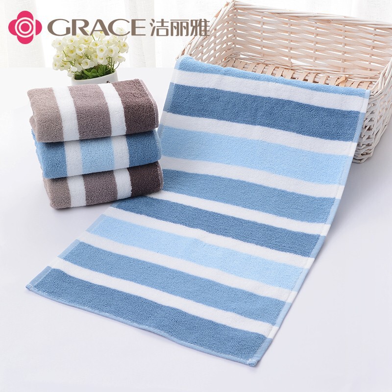 Jialiya Genuine Towel Medium Size Pure Cotton Comfortable and Absorbent Men's and Women's Stripesd Face Wash Towel Gift List 6447