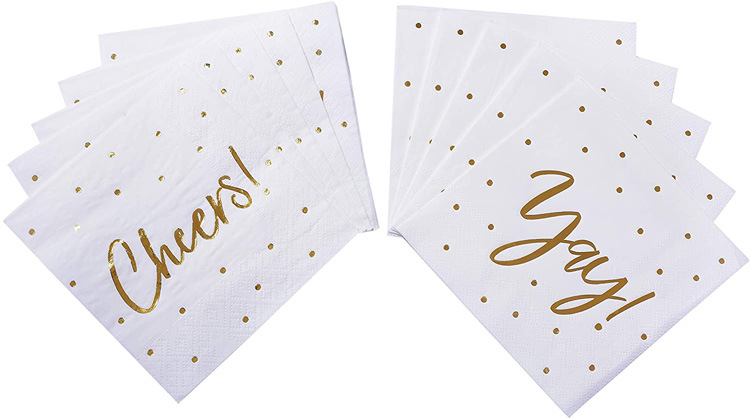 Transfronterizo 18g 25X25cm toalla de cóctel servilletas estampadas de madera 2 capas 3 capas fiesta de boda