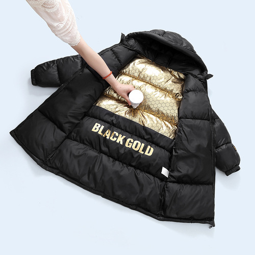 836 Foreign trade cross-border children's cotton-padded coat for men and girls, medium and long thick cotton-padded coat for children's wear, thickened cotton-padded coat and hooded