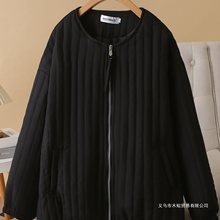 2025冬装韩版大码宽松拉链短款棉衣服胖复古显瘦百搭夹克外套女