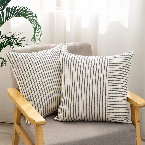 Amazon's new modern minimalist decorative pillow striped stitching linen pillow case bedside backrest decorative cushion