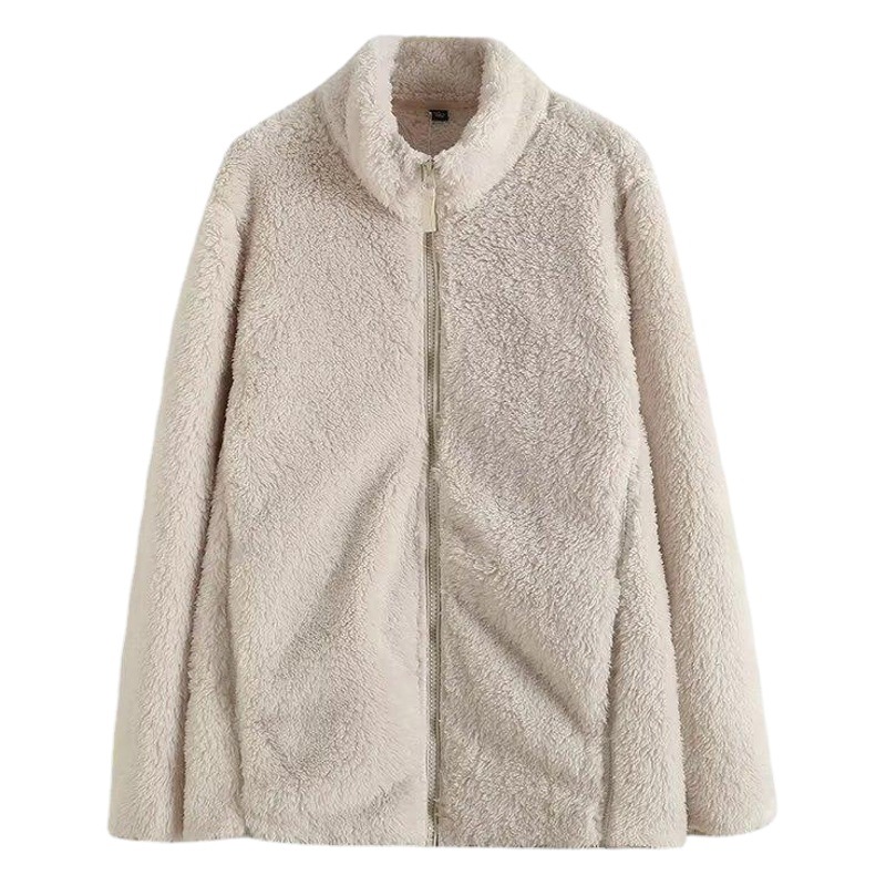 Hombres/mujeres de lana larga fleece cremallera chaqueta de manga larga chaqueta Otoño e Invierno felpa superior SY450198