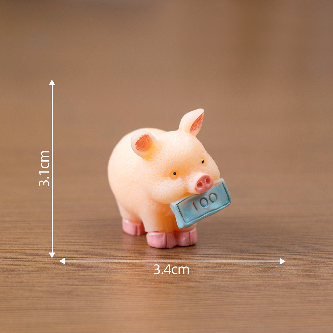 金持ち豚DIY多肉微景観ケーキ自動車小置物豚年漫画ペンダント子豚樹脂工芸品