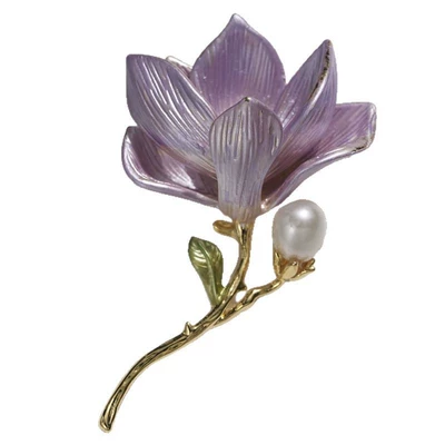 Elegant Magnolia Brooch Enamel — Yaxa sancaqları