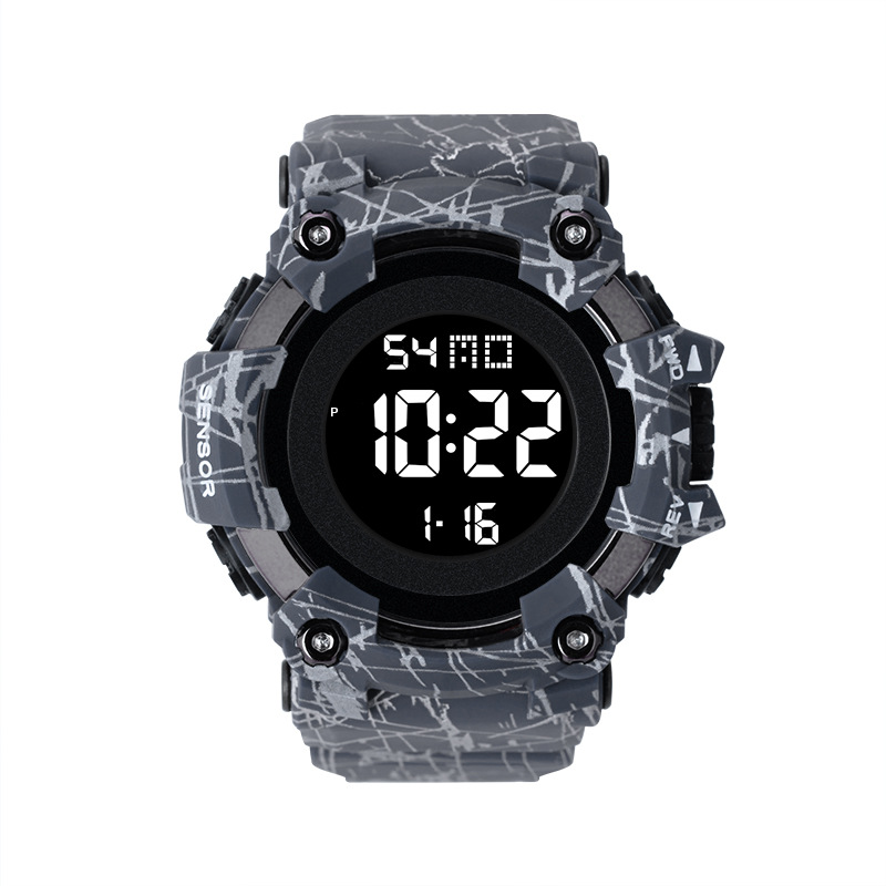 Amazon moda gran dial reloj electrónico estudiante masculino moda impermeable alarma luminosa deportes estilo reloj electrónico