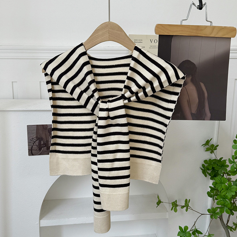 Chal a rayas tejido de alta calidad verano protector solar costura moda cuello falso bufanda chaleco pequeño hombro exterior