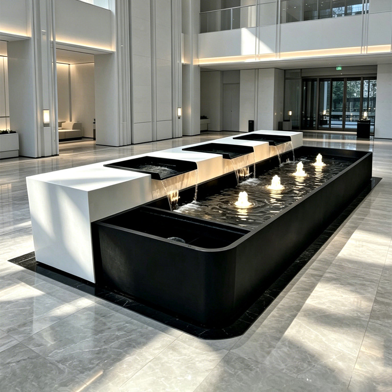 Customized Stainless Steel Waterfall Water Feature Pool, Courtyard Lighting Fountain, Flowing Water Ornament, Outdoor Finished Landscaping, Cascading Water Fish Pond Customized Stainless Steel Waterfall Water Feature Pool, Courtyard Lighting Fountain, Flowing Water Ornament, Outdoor Finished Landscaping, Cascading Water Fish Pond