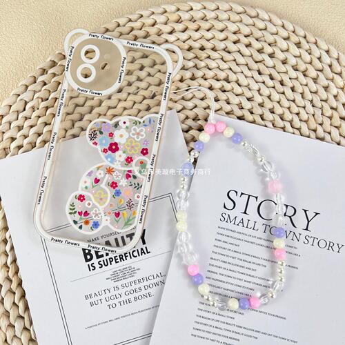 New style INS-style phone chain, beaded bow DIY lanyard, factory brand keychain, fashionable sweet girl internet celebrity same style