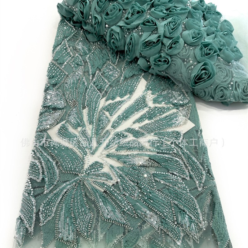 Fabricante explosivo 3D tridimensional tela bordada nicho de diseño hermoso de alta fijación tela de vestido de cabina image 5