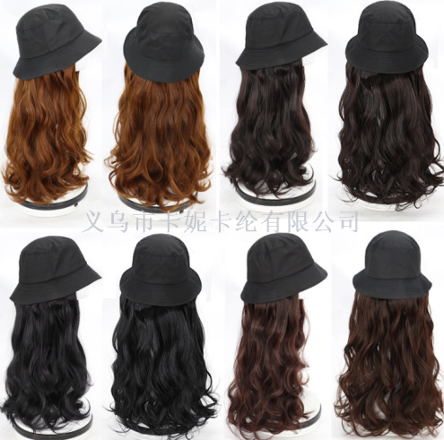Peruca de mujer cabello largo sombrero de moda largo cabello rizado verano en línea estilo de cabeza completa