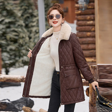 专柜同款加厚皮毛一体冬季女款皮衣中长款绵羊皮毛领加绒保暖外套