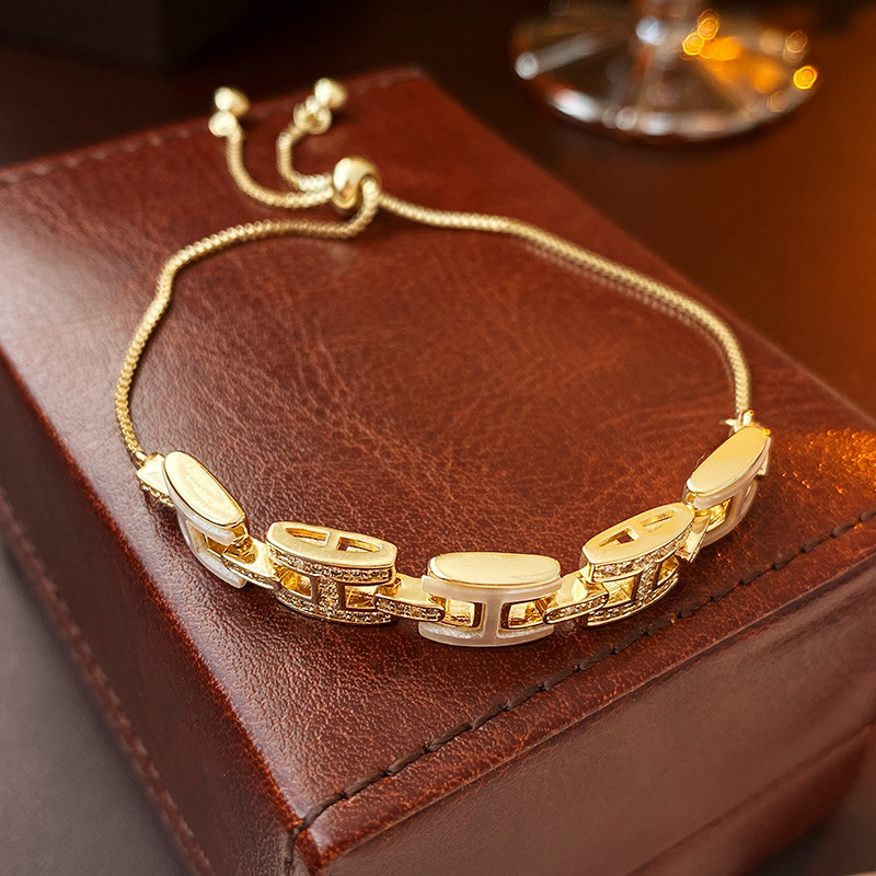 41 pulsera H de zircon Chapada en oro real