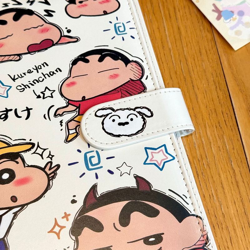 蜡笔小新A5皮质活页本可爱卡通磁吸软皮磁扣笔记记事手账日程本子|undefined