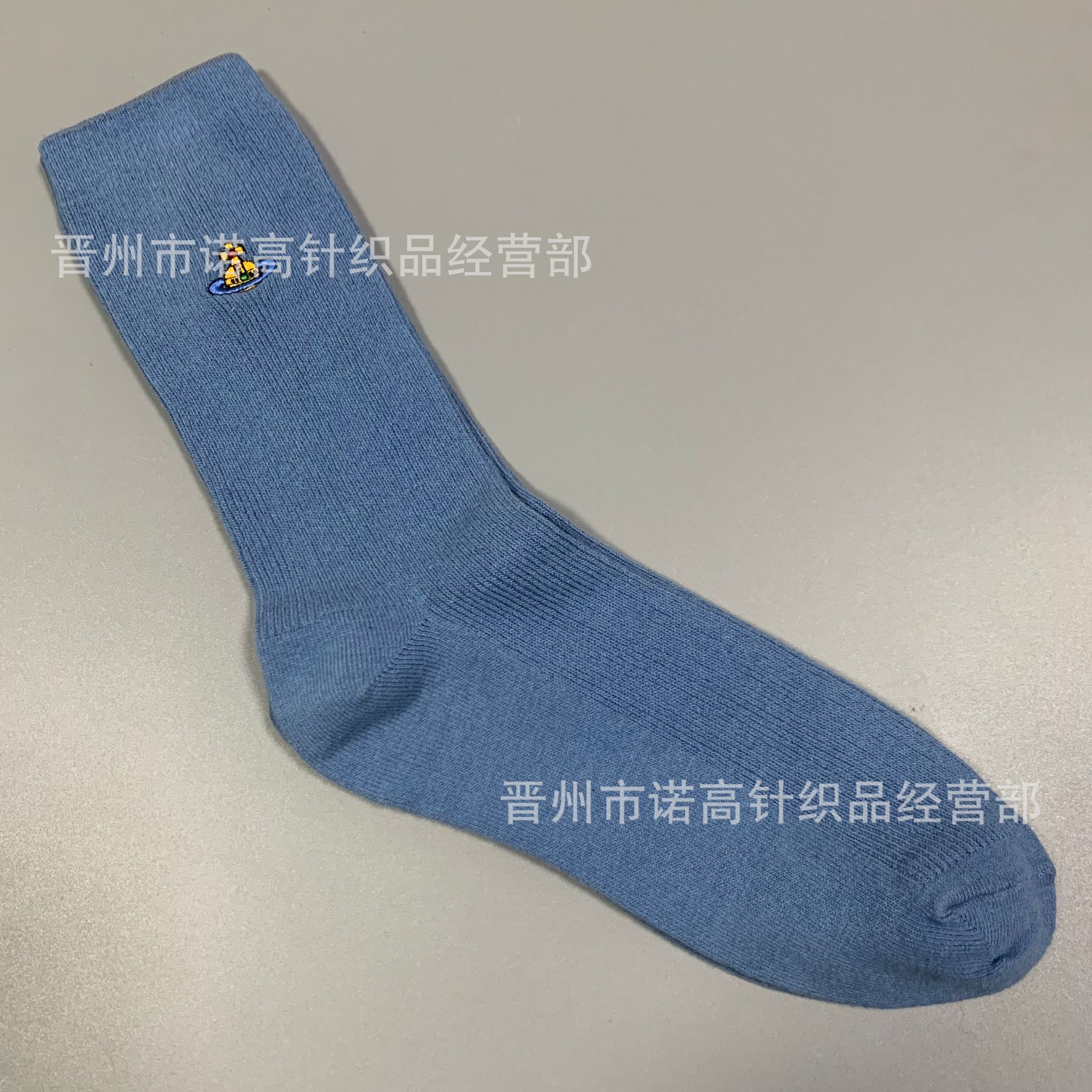 Calcetines japonesas bordadas Saturno rodilla sobre rodilla calcetines sólidas escolares de doble aguja peinadas calcetines de algodón