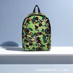 Bape バックパック迷彩漫画レターバックパック学生男性と女性のカップル多用途スクールバッグカジュアルファッショントレンディなブランド