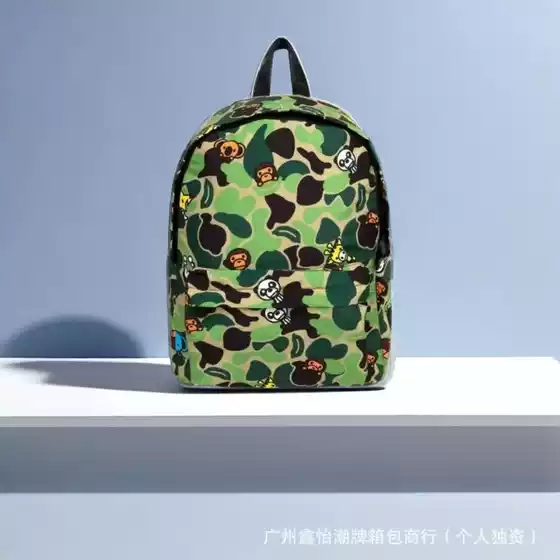 BAPE Backpack Camo Cartoon Letter Print Student Unisex Couple Versatile Schoolbag Casual Fashion Streetwear