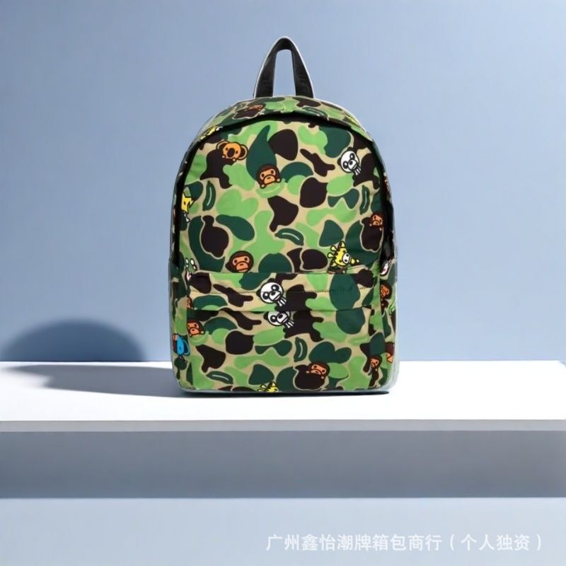 Bape Backpack Camouflage Cartoon Letter Backpack Student Male and Female Couple Versatile School Bag Casual Fashion Trendy Brand