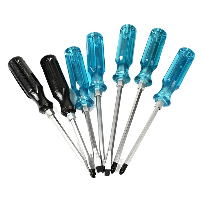 Monocromo pvc transparente tocando destornillador Cruz ciruela destornillador herramienta