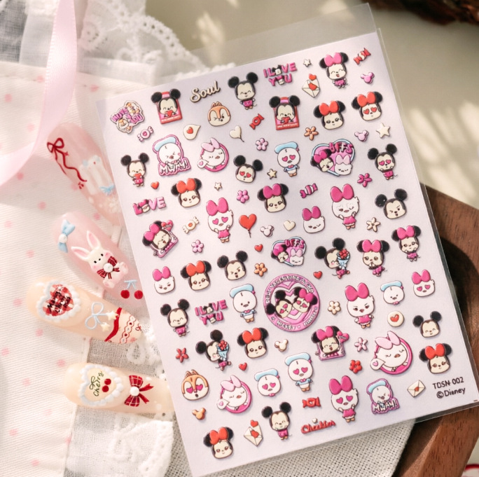 Cute Mickey and Minnie cartoon embossed nail art stickers 3D Mickey Mouse nail decoration mobile phone tablet accessories Cute Mickey and Minnie cartoon embossed nail art stickers 3D Mickey Mouse nail decoration mobile phone tablet accessories