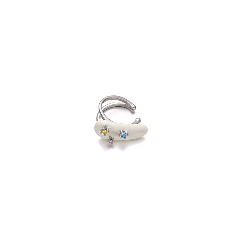 Japón y Corea del Sur dopamina color esmalte frío nicho de diseño original amor incrustado zircon diseño sin agujeros de orejas clip de hueso de orejas