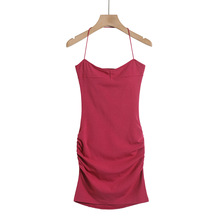 116-24夏季新款欧美风辣妹性感挂脖带文胸包臀裙女显瘦吊带连衣裙