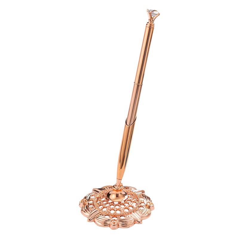 Pluma de mesa de diamante en stock bolígrafo de diamante al por mayor Banco Hotel contador pluma imprimible logotipo pluma de diamante pluma de mesa