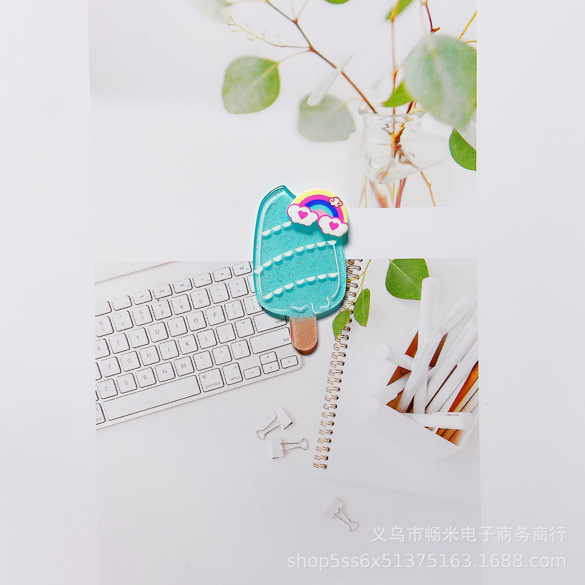 Creative Popsicle tridimensional parche acrílico de doble capa joyería de la cáscara del teléfono móvil con llavero bricolaje pendientes hechos a mano material