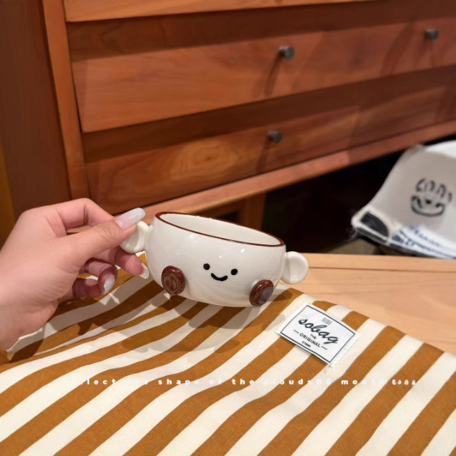 新作ins超可愛いココア豆シリーズ可愛いミニカップ両耳カップ丼ご飯茶碗デザートボウルサラダプレート|undefined